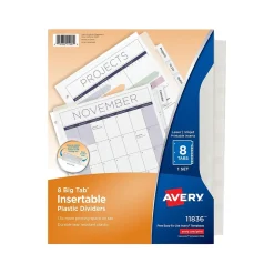 Avery Big Tab Insertable Plastic Dividers, 8 Tab, Clear (11836) Outlet