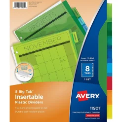 Avery Big Tab Insertable Plastic Dividers, 8 Tabs, Multicolor, 24 Sets/Carton (11903) Sale