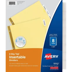 Avery Big Tab Insertable Paper Dividers, Clear 8 Tab, Buff (11112) Discount
