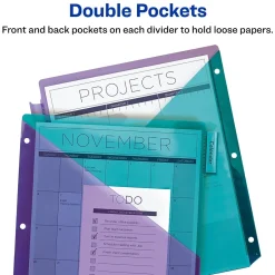 Avery Big Tab Insertable Plastic Dividers with 2 Pockets, 5 Tabs, Two-Tone Multicolor (11982) Online