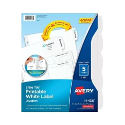 Avery Big Tab Printable Divider, 5-Tab, White (14436) Outlet