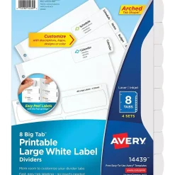 Avery Big Tab Printable Paper Dividers with Large White Labels, 8 Tabs, White, 4 Sets/Pack (14439) Best