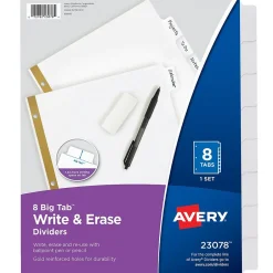 Avery Big Tab Write & Erase Paper Divider, 8 Tabs, White/Gold Reinforced, 1 Set (23078) Best