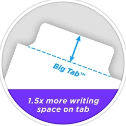 Avery Big Tab Write & Erase Paper Dividers, 5 Tabs, White, Gold Reinforced, 48 Sets/Carton (23075) New