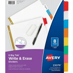 Avery Big Tab Write & Erase Paper Divider, 8 Tabs, Multicolor, 1 Set (23079) Clearance