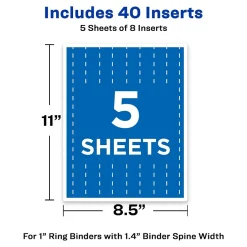 Avery Binder Spine Inserts, For 1 Inch Ring Binders, 40 Cardstock View Binder Spine ID Inserts (89103) Outlet