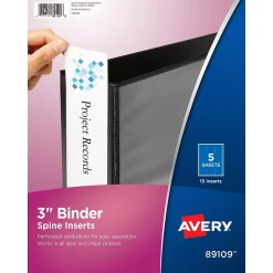 Avery Binder Spine Inserts, 3" Spine Width, White, 15/Pack (89109) Discount