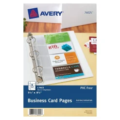 Avery Business Card Sheet Protectors, 5.5" x 8.5", Clear, 5/Pack (76025) Clearance