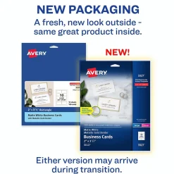 Outlet Business Cards, 2" x 3 1/2", White/Gold, 10 Cards/Sheet, 10 Sheets/Pack, 100 Cards/Pack (3327) Business Cards