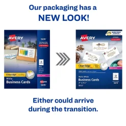 Clearance Clean Edge Business Cards, 2" x 3 1/2", Matte White, 2000 Per Pack (5870) Business Cards