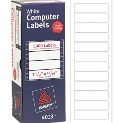 Avery Computer Labels, Dot Matrix Labels and Pin-Feed Labels, 15/16" x 3-1/2", White, 5,000 Labels/Pack (4013)* Shipping Labels