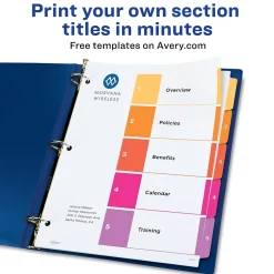 Avery Customizable Table of Contents Dividers, 5-Tab, Multicolor, 3 Sets/Pack (11070) Outlet