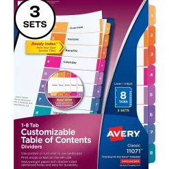 Avery Customizable Table of Contents Divider, Multicolor, 3 Sets/Pack (11071) Hot