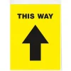 Social Distance Signage<Avery Directional "This Way" Preprinted Floor Decals, 8" x 10.5", Yellow/Black, 5/Pack (83022)