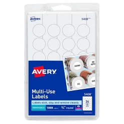 Avery Easy Peel Laser/Inkjet Multipurpose Labels, 3/4" Dia, White, 1,008 Labels/Pack (5408) Best