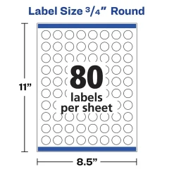 Avery Easy Peel Laser/Inkjet Round Labels, 3/4