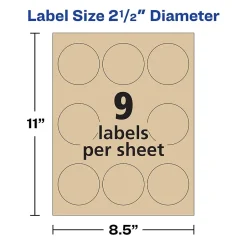 Avery Easy Peel Laser/Inkjet Round Labels, 2 1/2