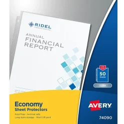 Avery Economy Weight Sheet Protectors, 8-1/2" x 11", Clear, 50/Box (74090) Clearance