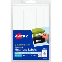 Avery Erasable Multipurpose Labels, 7/8" x 2-7/8", White, Non-Printable, 80 Labels/Pack (5429) Online