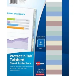 Avery Heavyweight Protect 'n Tab 5 Tabs, 8-1/2" x 11", Clear, 1/Set (74160) New