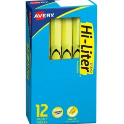 HI-LITER Avery Pen-Style Stick Highlighters, Chisel Tip, Yellow, Dozen (23591) Hot