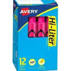 Avery Hi-Liter Tank Highlighters, Chisel, Pink, Dozen (24010) Online