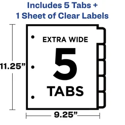 Avery Index Maker Extra-Wide Paper Dividers with Print & Apply Label Sheets, 5 Tabs, White (11438) Outlet