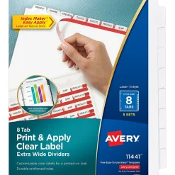 Avery Index Maker Extra-Wide Paper Dividers with Print & Apply Label Sheets, 8 Tabs, White, 5 Sets/Pack (AVE11441) Online