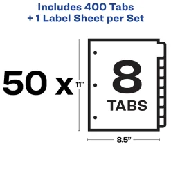 Avery Index Maker Paper Dividers with Print & Apply Label Sheets, 8 Tabs, White, 50 Sets/Pack (11557) Online