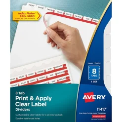 Avery Index Maker Paper Dividers with Print & Apply Label Sheets, 8 Tabs, White (11417) Hot