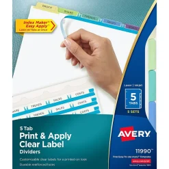 Avery Index Maker Paper Dividers with Print & Apply Label Sheets, 5 Tabs, Pastel, 5 Sets/Pack (11990) Online