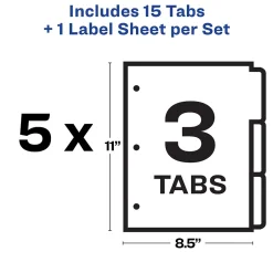 Avery Index Maker Paper Dividers with Print & Apply Label Sheets, 3 Tabs, White, 5 Sets/Pack (11435) Best
