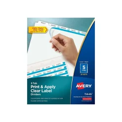 Avery Index Maker Paper Dividers with Print & Apply Label Sheets, 5 Tabs, White, 25 Sets/Pack (11446) Hot