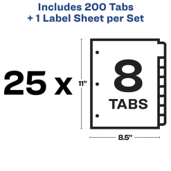 Avery Index Maker Paper Dividers with Print & Apply Label Sheets, 8 Tabs, White, 25 Sets/Pack (11447) Online