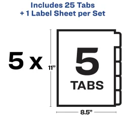 Avery Index Maker Paper Dividers with Print & Apply Label Sheets, 5 Tabs, White, 5 Sets/Pack (11431) Hot