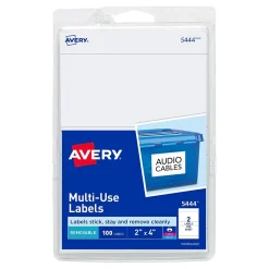 Avery Laser/Inkjet Multipurpose Labels, 2" x 4", White, 100 Labels/Pack (5444)* Shipping Labels