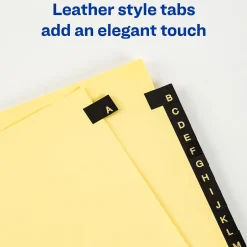 Avery Leather Style Pre-Printed A - Z Paper Dividers, Buff with Black Tabs (25180) New