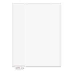 Avery Legal Pre-Printed Paper Dividers, Bottom Tab EXHIBIT A, White, Style, Letter Size, 25/Pack (11940)