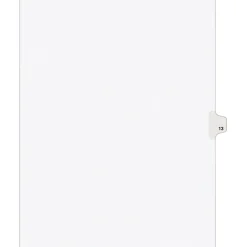 Avery Legal Pre-Printed Paper Dividers, Side Tab #13, White, Style, Letter Size, 25/Pack (11923) Clearance