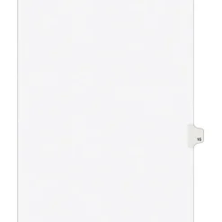Avery Legal Pre-Printed Paper Dividers, Side Tab #16, White, Style, Letter Size, 25/Pack (01016) New