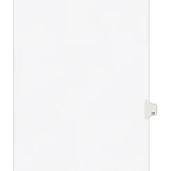 Avery Legal Pre-Printed Paper Dividers, Side Tab #17, White, Style, Letter Size, 25/Pack (01017) Sale
