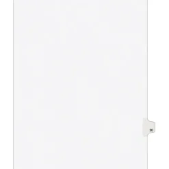 Avery Legal Pre-Printed Paper Dividers, Side Tab #20, White, Style, Letter Size, 25/Pack (01020) Best