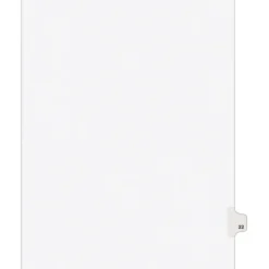 Avery Legal Pre-Printed Paper Dividers, Side Tab #22, White, Style, Letter Size, 25/Pack (01022) Outlet