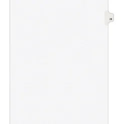 Avery Legal Pre-Printed Paper Dividers, Side Tab #28, White, Style, Letter Size, 25/Pack (01028) Clearance