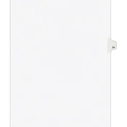 Avery Legal Pre-Printed Paper Dividers, Side Tab #34, White, Style, Letter Size, 25/Pack (01034) Sale