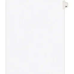 Avery Legal Pre-Printed Paper Dividers, Side Tab #26, White, Style, Letter Size, 25/Pack (01026)