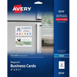 Magnetic Business Cards, 2" x 3 1/2", Matte White, 30/Pack (8374) Business Cards