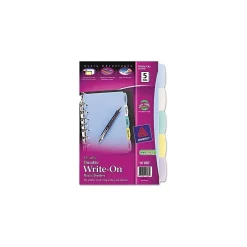 Avery Mini Write & Erase Plastic Blank Dividers, 5-Tab, Assorted Colors, 5/Pack (16180) Clearance