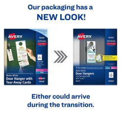 Printable Door Hangers with Tear-Away Cards, 4 1/4" x 11", Matte White, Laser/Inkjet, 80/Pack (16150) Business Cards
