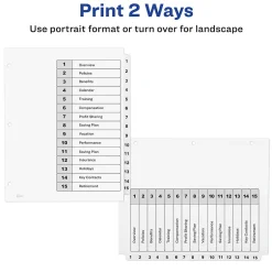 Avery Ready Index Customizable Table Of Contents Preprinted Paper Dividers, 15-Tab, White, 3 Sets/Pack (11079) Online